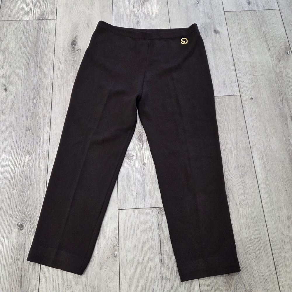 St. John Sport by Marie Brown  Straight-Leg Knit Pants with Gold Emblem